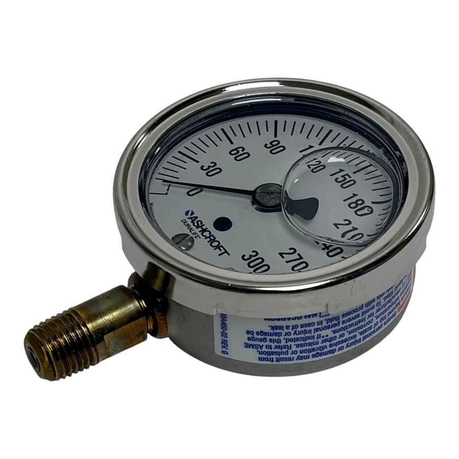 Used Ashcroft 25-1009-AWL-02L-300# Duralife 2.5" Pressure Gauge 300 PSI Glycerin New