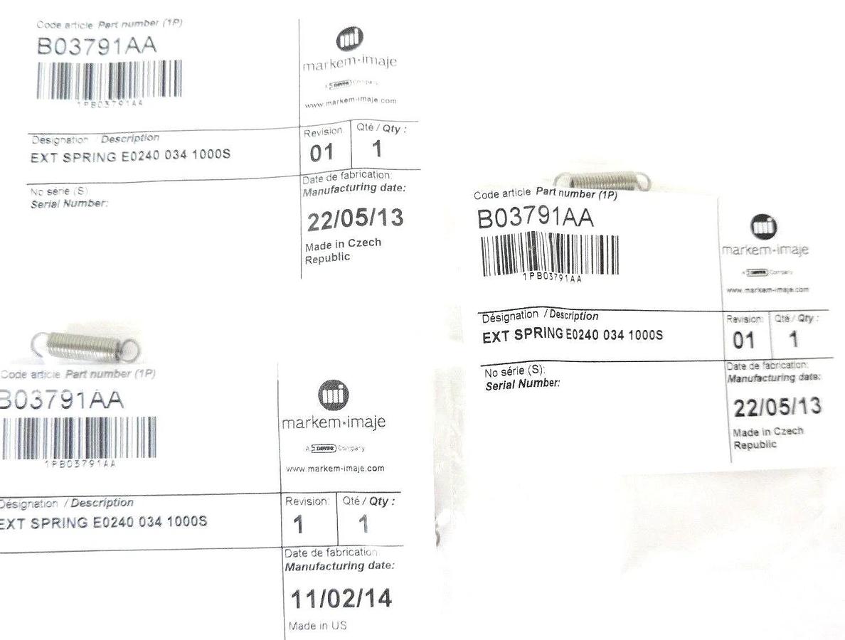 Used LOT OF 3 NEW MARKEM-IMAJE B03791AA EXT SPRINGS E0240 034 1000S