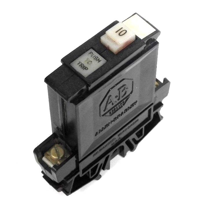 Used ALLEN BRADLEY 1492-G100 CIRCUIT BREAKER SERIES B, 10A, 250VAC, 1492G100