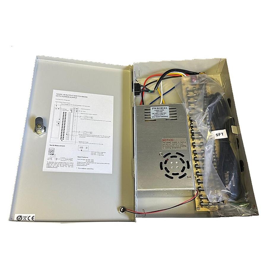 Used NEW SIGNALVOX PWR1824A 18CH/24A POWER SUPPLY 110VAC/12VDC 2A*10CH+.5A*8CH