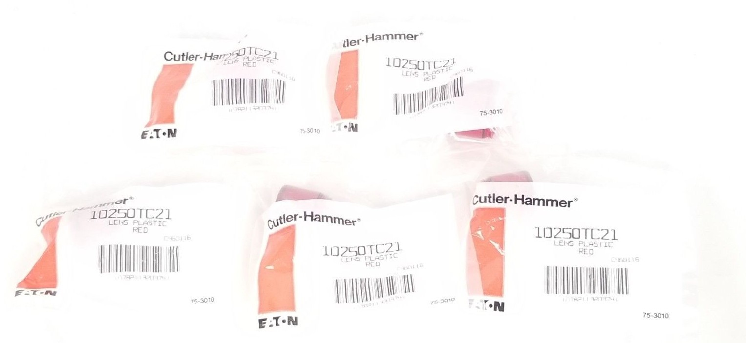 LOT OF 5 NEW EATON CUTLER-HAMMER 10250TC21 LENS PLASTIC RED