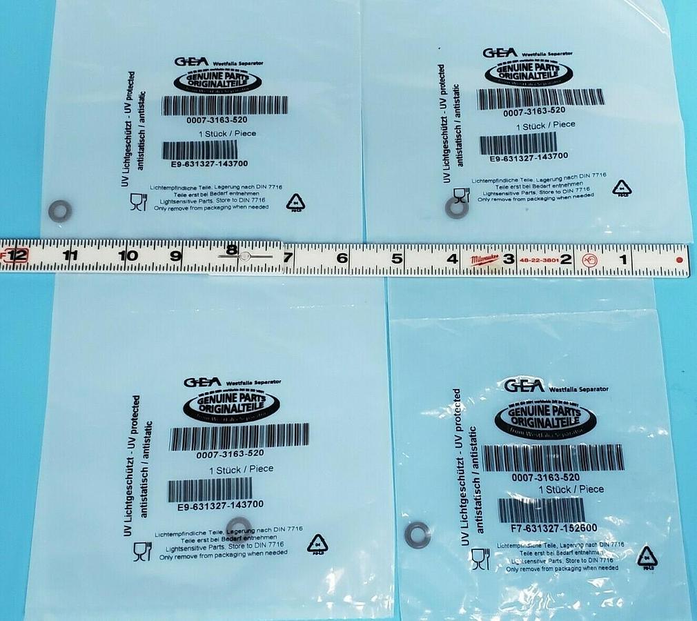 Used LOT OF 4 NEW GEA 0007-3163-520 O-RINGS E9-631327-143700