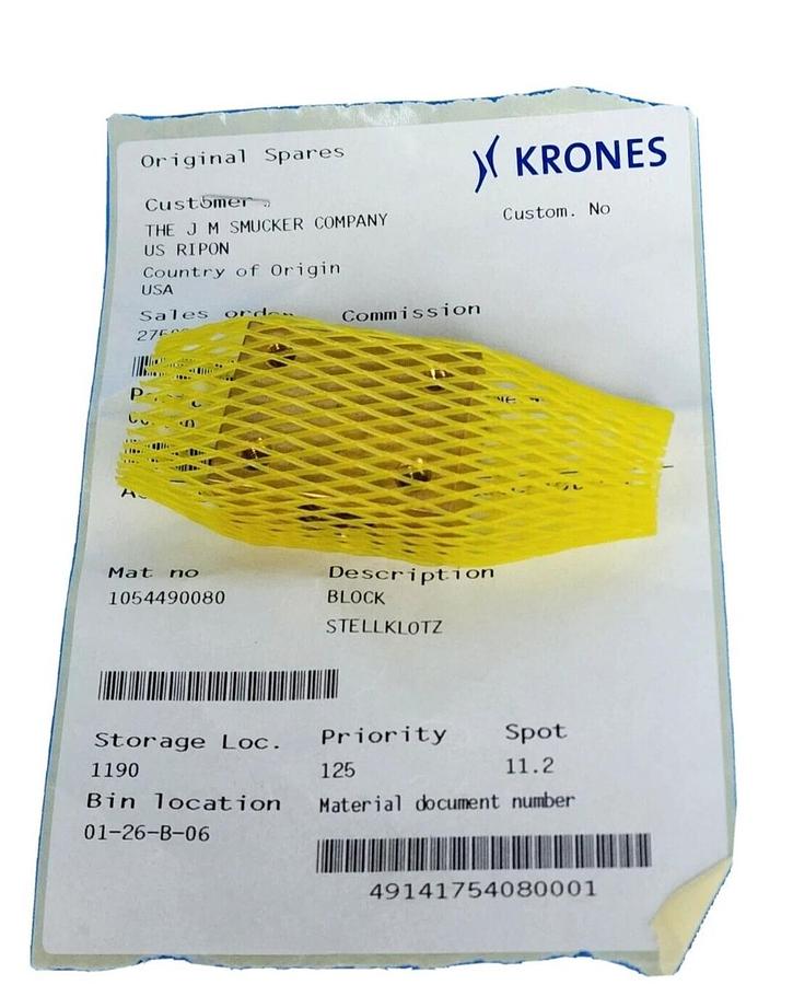 Used NEW KRONES 1-054-49-008-0 BLOCK 1054490080