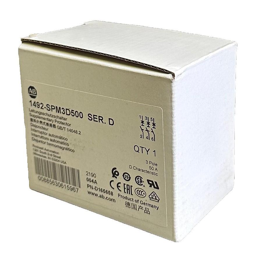 Used NEW ALLEN BRADLEY 1492-SPM3D500 /D SUPPLEMENTARY PROTECTOR 3P 50A 1492SPM3D500