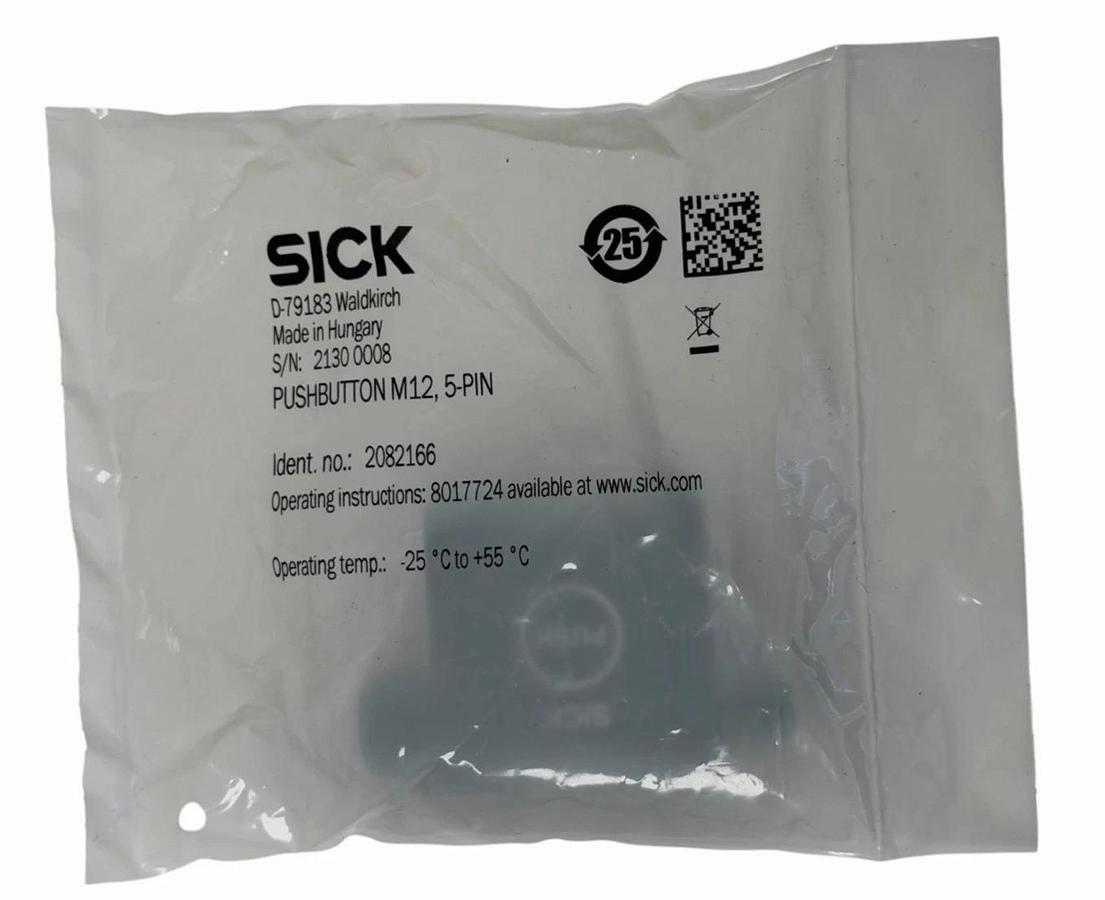 Used NEW SICK PUSHBUTTON M12, 5-PIN IDENT. NO: 2082166
