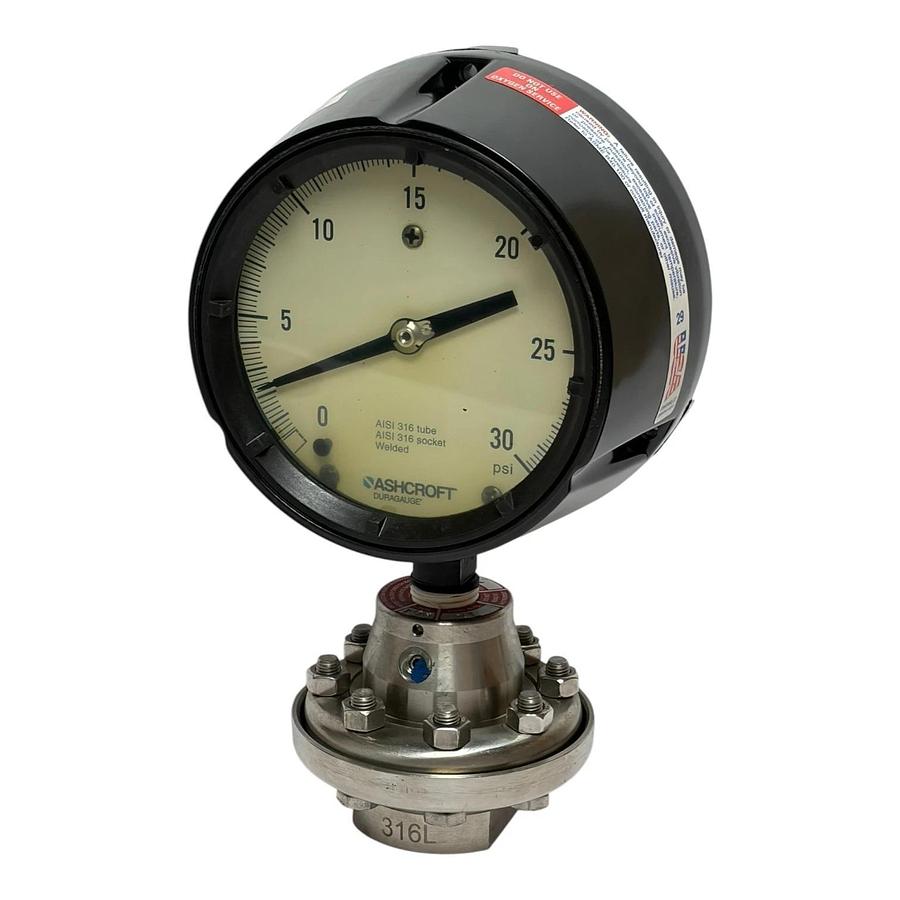 Ashcroft Duragauge 45-1279-SSL-04L-30# 4-1/2" Pressure Gauge 30 PSI New