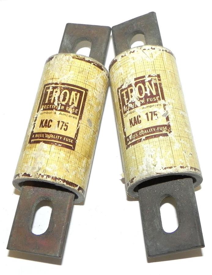 Used LOT OF 2 BUSSMANN KAC 175 TRON RECTIFIER FUSES KAC175