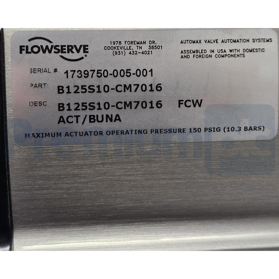 Used FLOWSERVE B125S10-CM7016 | B125S10 Automax Supernova B-Series Pneumatic Actuator