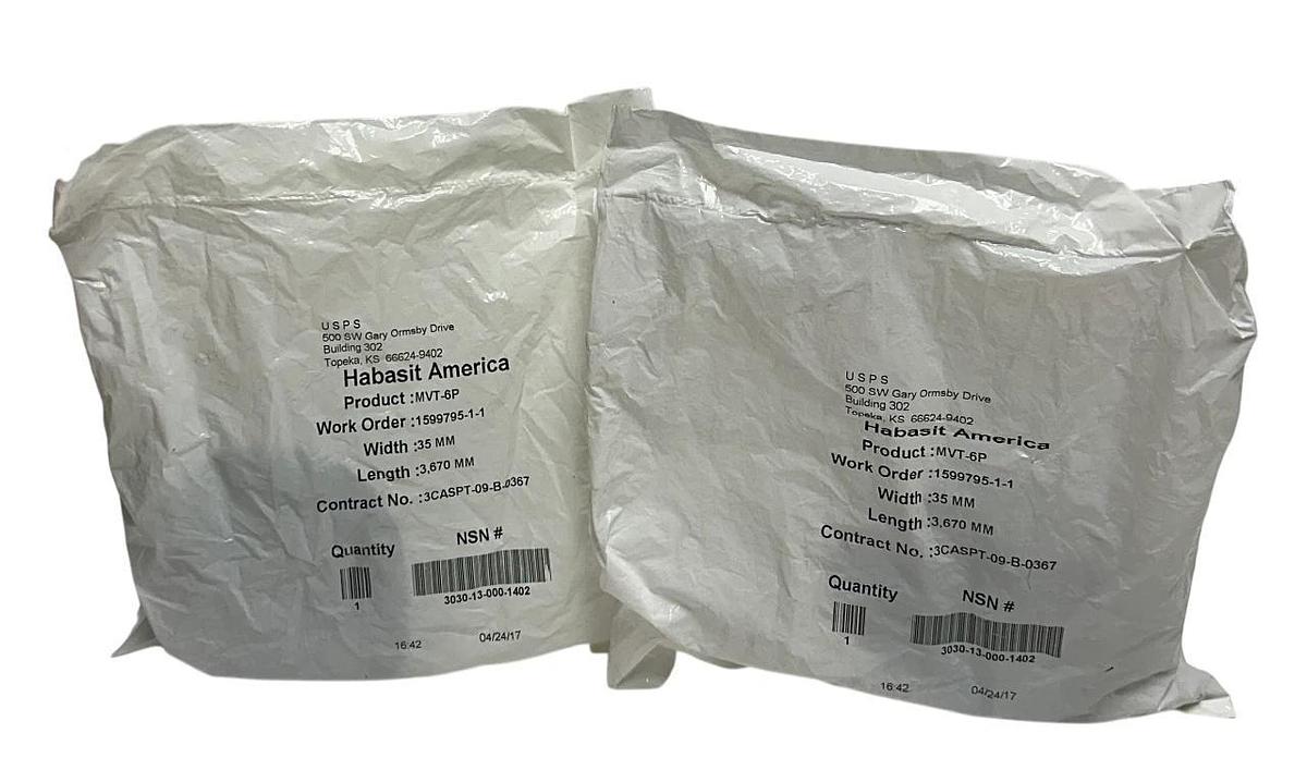 Used 2 HABASIT AMERICA MVT-6P / MVT6P CONVEYOR BELTS W: 35mm L: 3,670 OEM NSFS