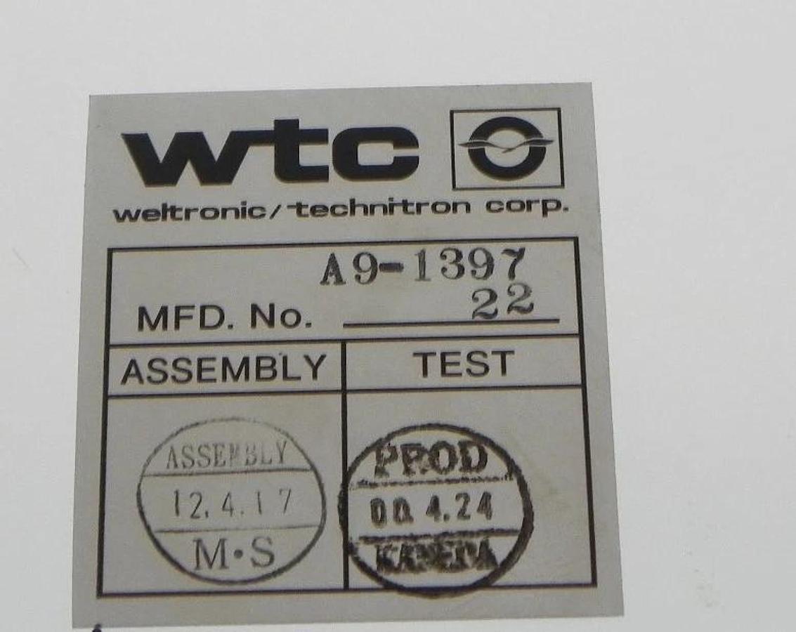 Used WELDING TECHNOLOGY CORP. U60-T95A TIMER FOR WELDING CONTROL U60T95A