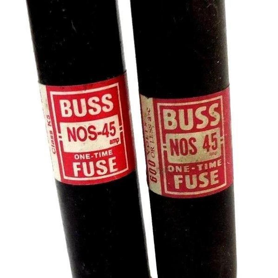 Used LOT OF 2 COOPER BUSSMANN BUSS NOS-45 ONE-TIME FUSES NOS45