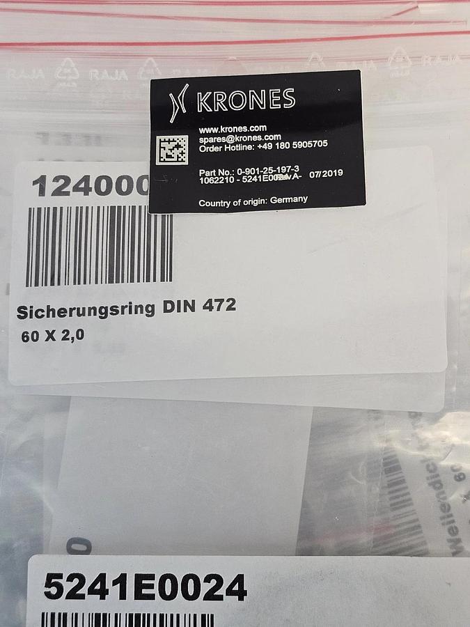 Used NEW KRONES 0-901-25-197-3 GASKET SET 1062210
