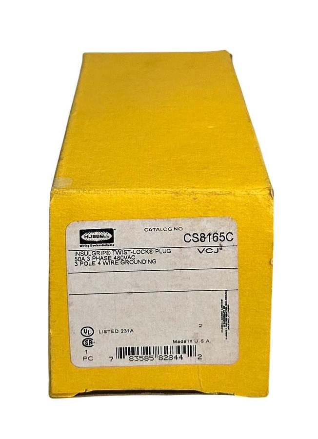HUBBELL CS8165C INSULGRIP TWIST-LOCK PLUG 50A 3PHASE 480VAC 3-POLE 4-WIRE NSMP
