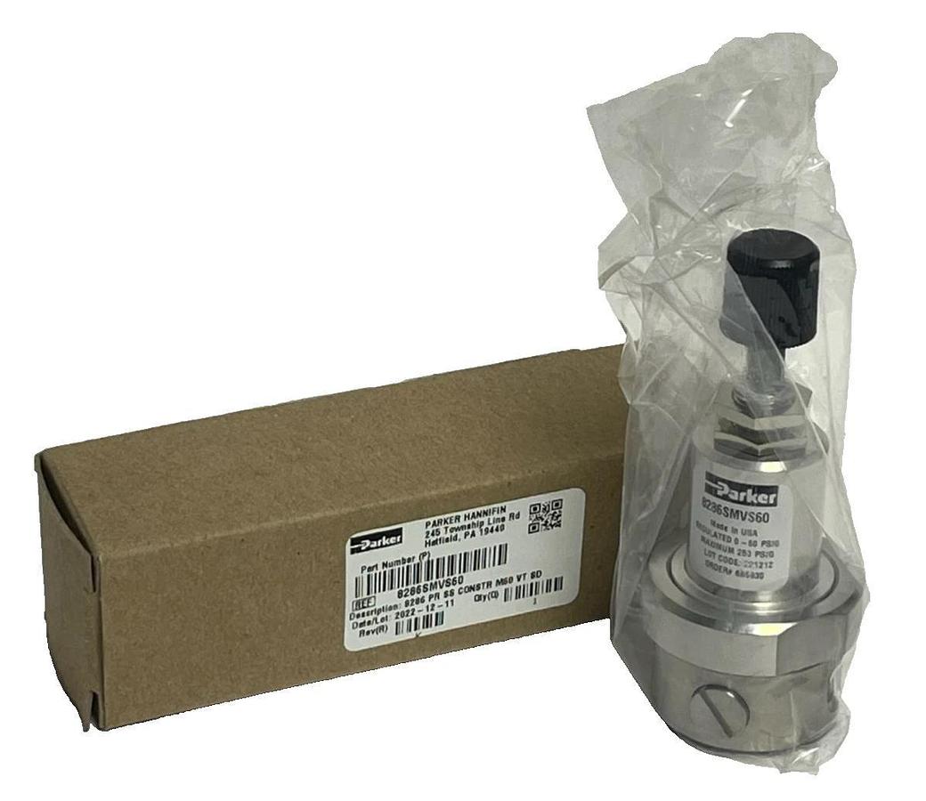 NEW Parker 8286SMVS60 Precision Regulator | Stainless Steel 0-60 PSI Viton NIB