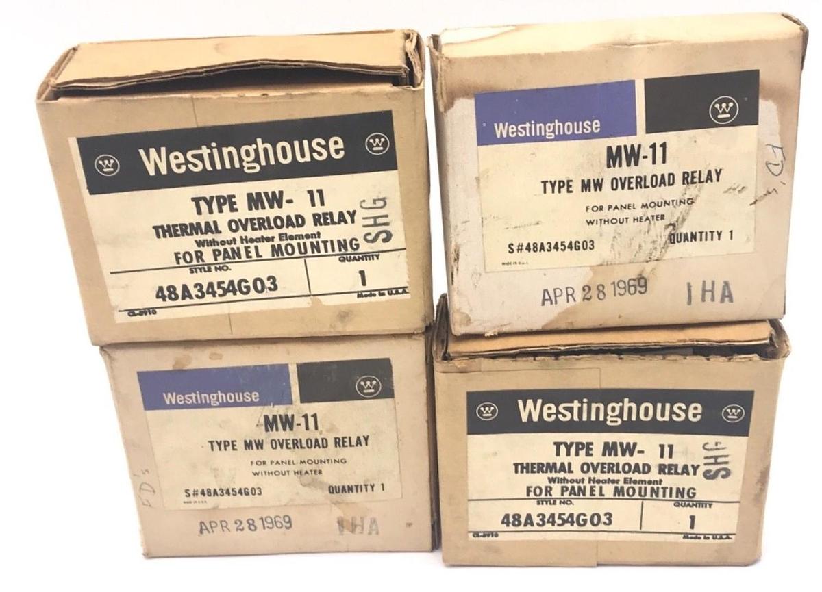 Used LOT OF 4 NIB WESTINGHOUSE MW-11 THERMAL OVERLOAD RELAYS STYLE NO. 48A3454G03