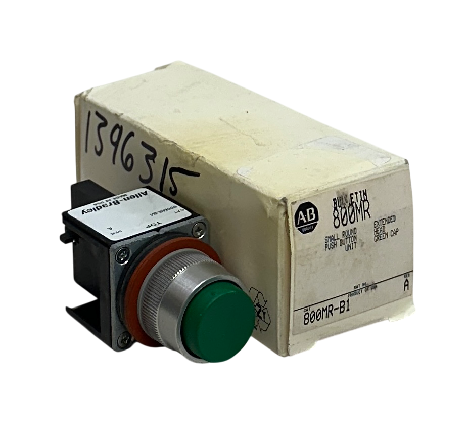 Used ALLEN BRADLEY 800MR-B1 /A BULLETIN 800MR SMALL ROUND PUSH BUTTON GREEN HEAD NSMP