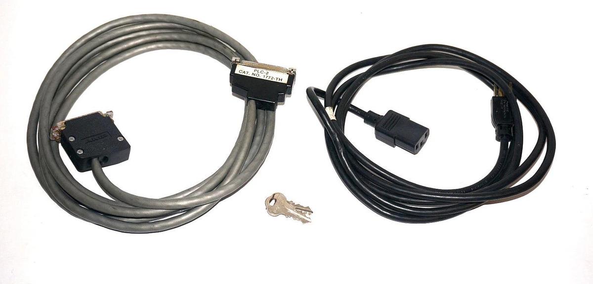 Used ALLEN BRADLEY 1772-TH CASSETTE RECODER CABLE W/ POWER CABLE,CASE,AND KEYS 1772TH