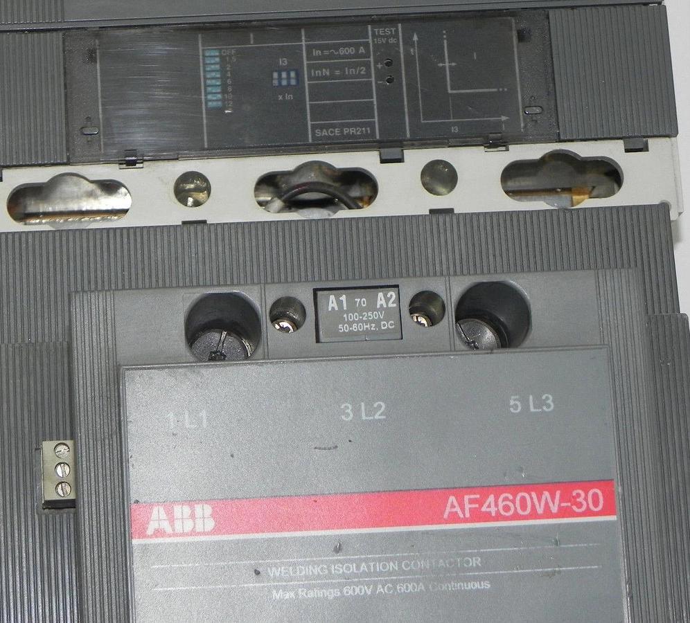 Used ABB AF460W-30 WELDING ISOLATION CONTACTOR AF460 W/ SACE S6 CIRCUIT BREAKER