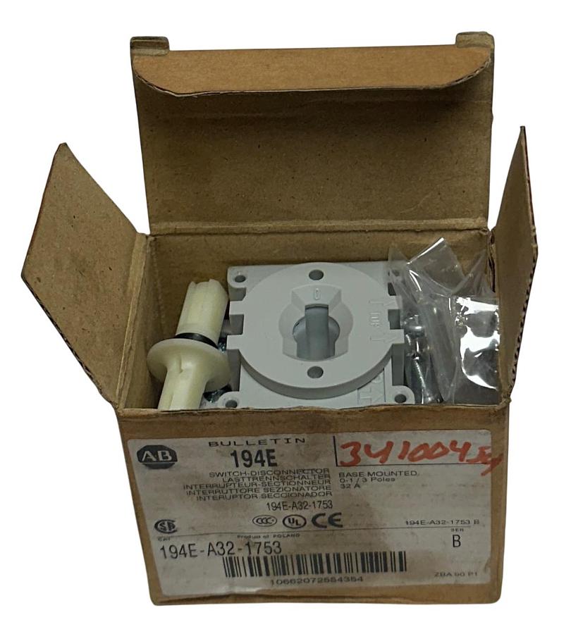 Used ALLEN BRADLEY 194E-A32-1753 /B BULLETIN 194E SWITCH-DISCONNECTOR 32A 3P NSMP