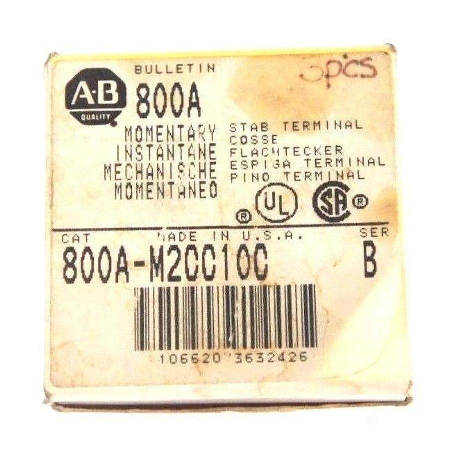Used NIB ALLEN BRADLEY 800A-M2CC10C MOMENTARY STAB TERMINAL 800AM2CC10C, SER. B