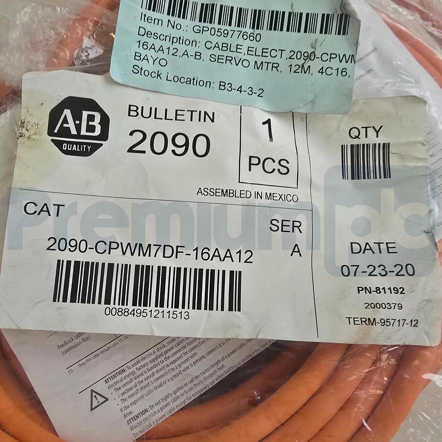 Allen Bradley 2090-CPWM7DF-16AA12 /A Kinetix SpeedTec DIN Power Cable 16AWG 12m