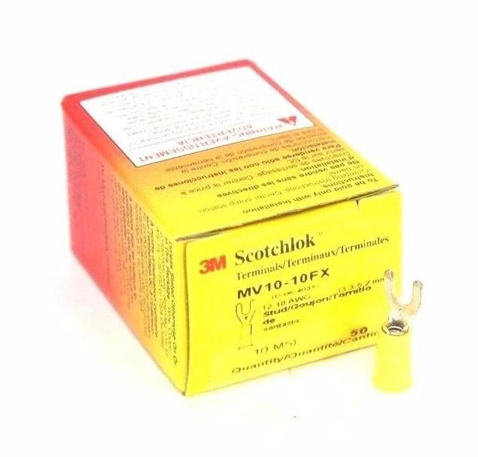 Used BOX OF 50 NEW 3M SCOTCHLOK MV10-10FX FORK TERMINALS MV1010FX, 12-10 AWG
