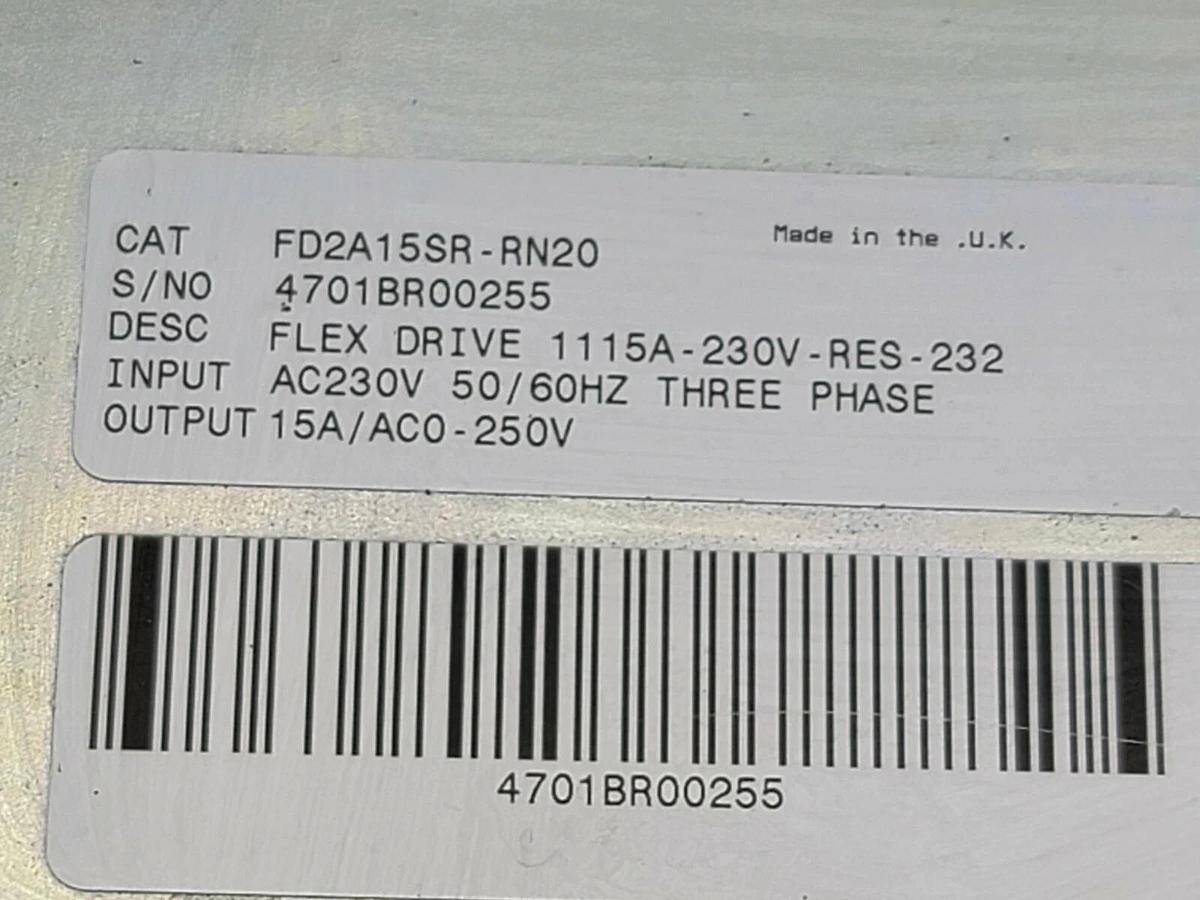 Used BALDOR ABB FD2A15SR-RN20 FLEX DRIVE SERVO DRIVE 1115A-230V-RES-232 15A/AC0-250V