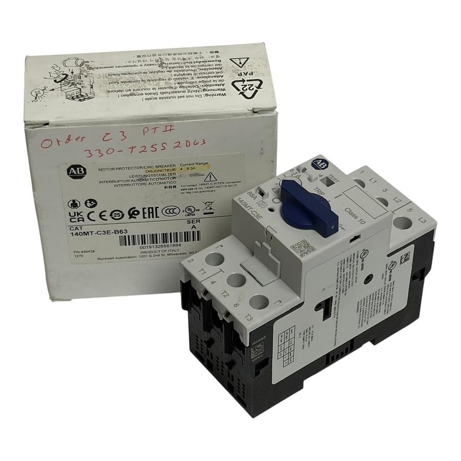 Allen Bradley 140MT-C3E-B63 Motor Protector Circuit Breaker 4-6.3A New Surplus