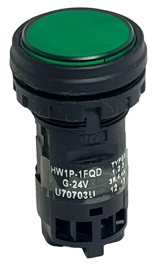 Used IDEC HW1P-1FQD-G-24V Pilot Light 22mm Green LED Indicator Flush Round 24V AC/DC