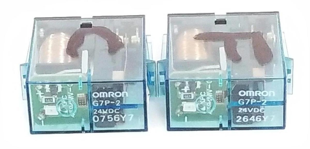 Used LOT OF 2 OMRON G7P-2 RELAYS G7P2, 24VDC, G7P-2-DC24