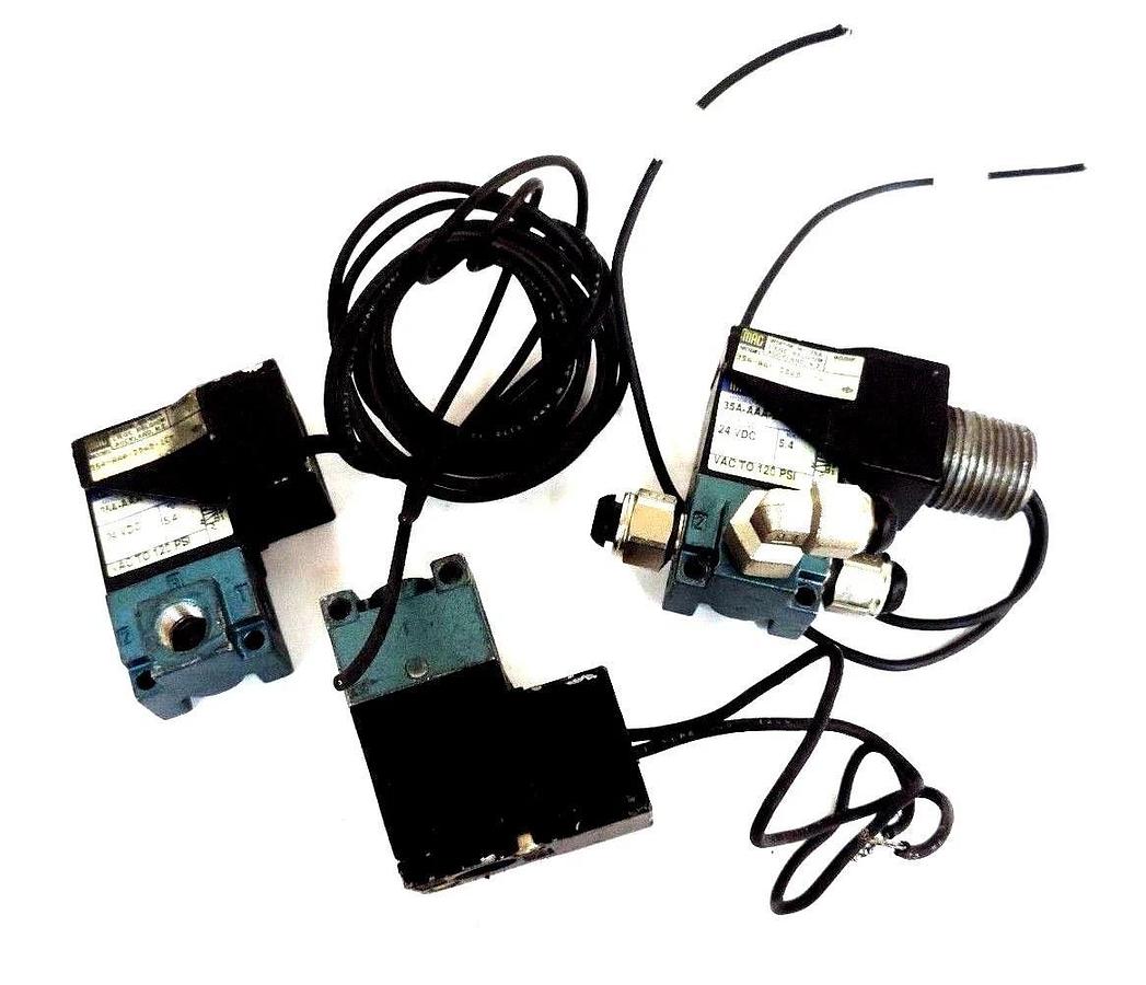 Used LOT OF 3 MAC VALVES 35A-AAA-DDAD-1CM SOLENOID VALVES 24VDC 5.4W