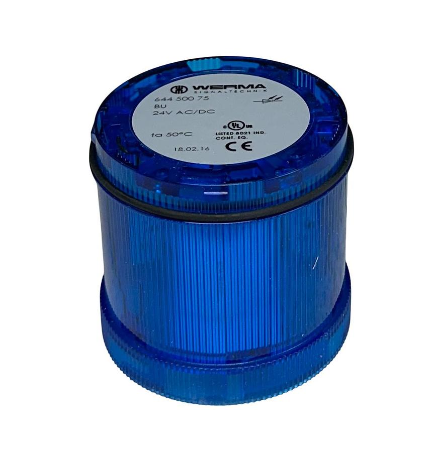 Used WERMA 644 500 75 / 64450075 LED PERMANENT STACK LIGHT BLUE 24V AC/DC NSMP