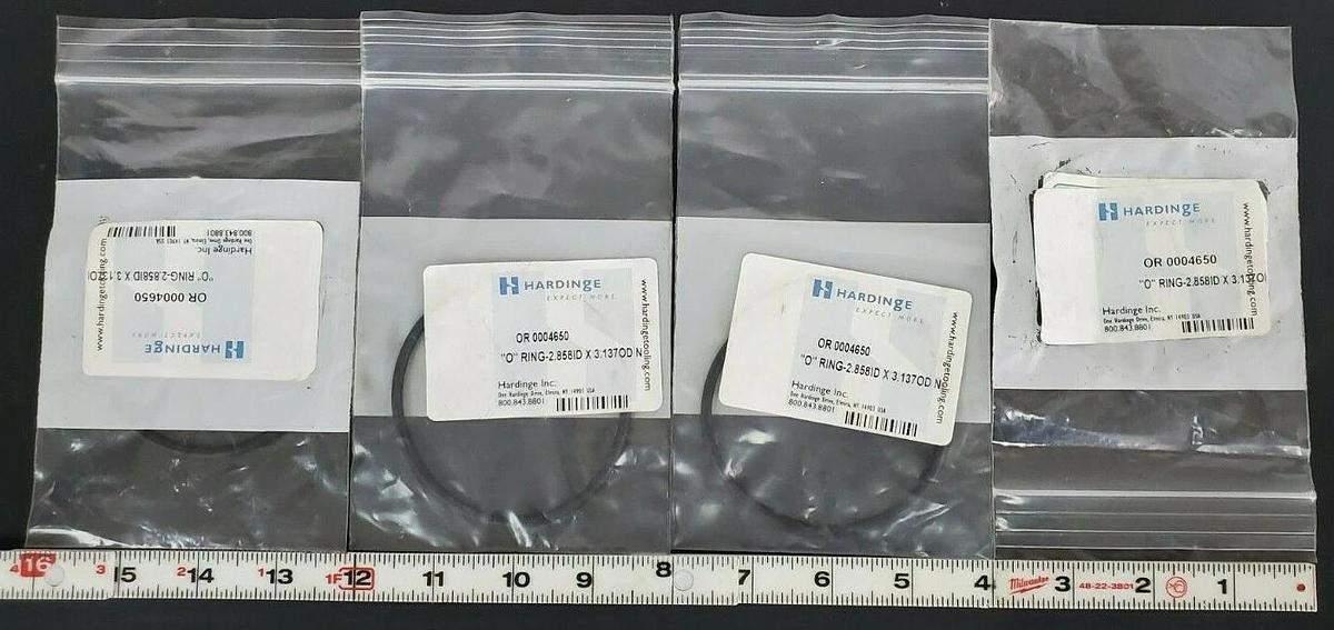 Used LOT OF 4 NEW HARDINGE OR 0004650 "O" RINGS 2.858 I.D. X 3.137 O.D.