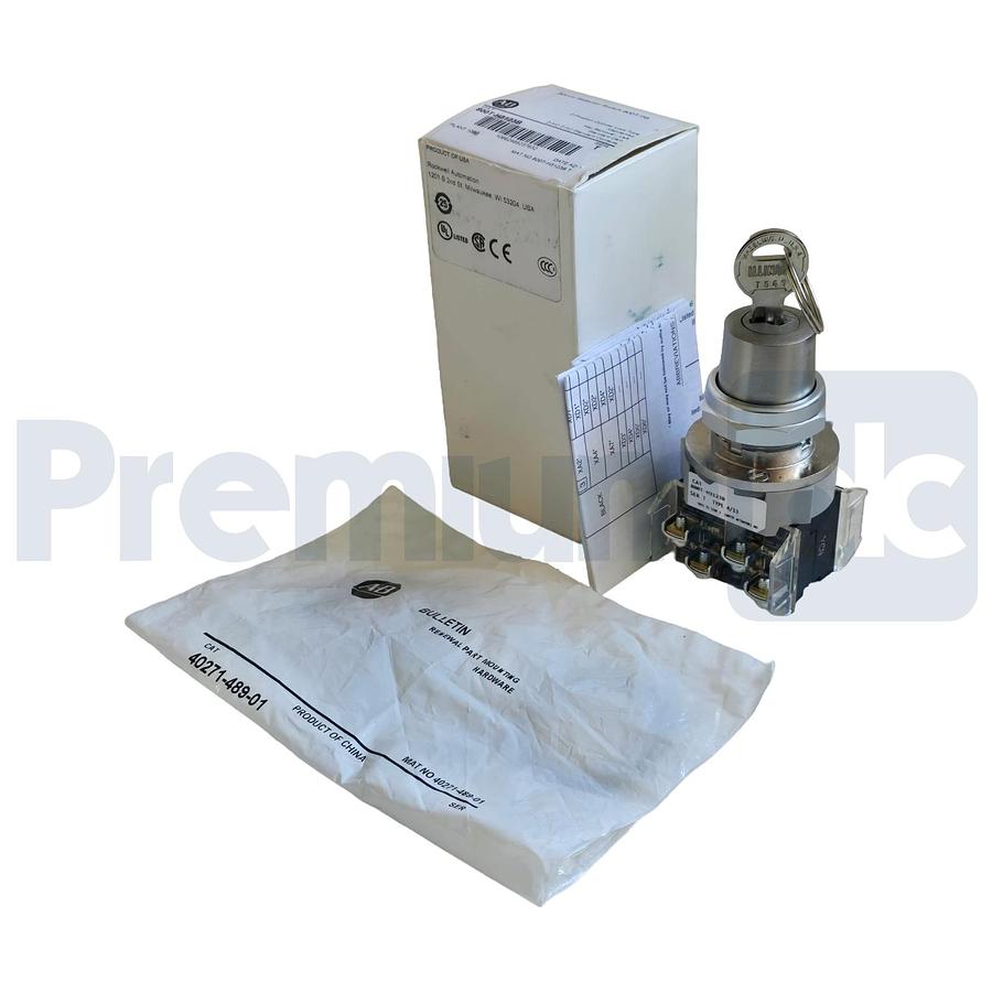 Used Allen-Bradley 800T-H3123B /T Selector Switch 30mm 2Pos Cylinder Lock 2 NO / 2 NC