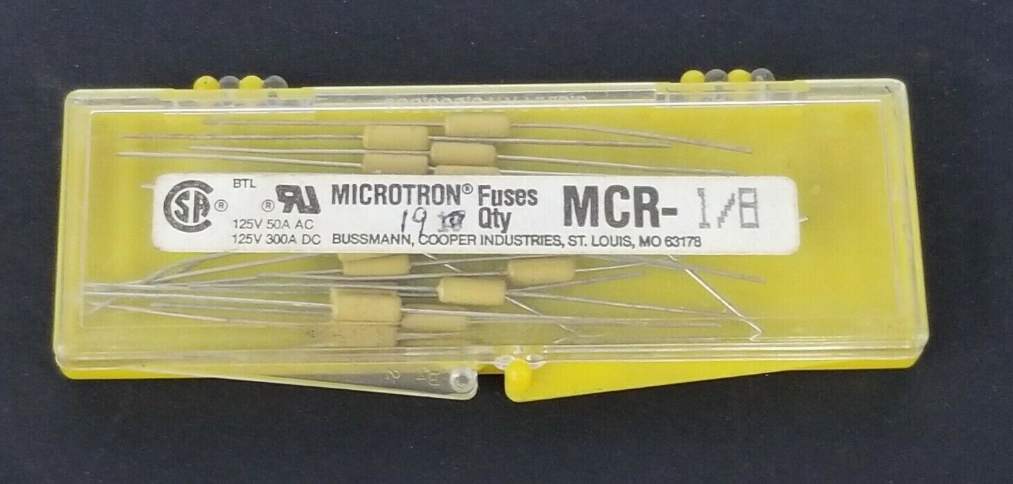 Used LOT OF 19 NEW COOPER BUSSMANN MCR-1/8 FUSES 1/8AMP PICO