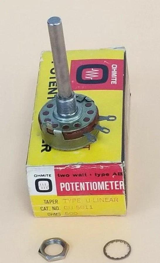 NIB OHMITE CU-5011 POTENTIOMETER 500-OHMS TYPE: AB U-LINEAR, CU5011