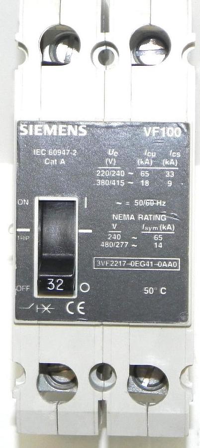 Used SIEMENS 3VF2217-0EG41-0AA0 CIRCUIT BREAKER VF100 3VF22170EG410AA0