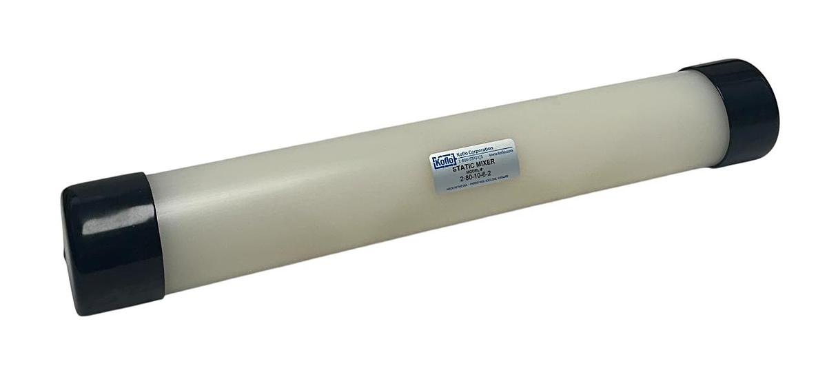 Used KOFLO CORPORATION 2-80-10-6-2 / 2801062 PIPE STATIC MIXER 16'' LENGTH KYNAR NSNP