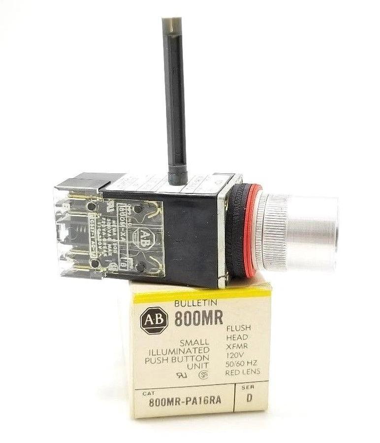 Used NIB ALLEN BRADLEY 800MR-PA16RA PUSH BUTTON UNIT RED LENS, SER. D