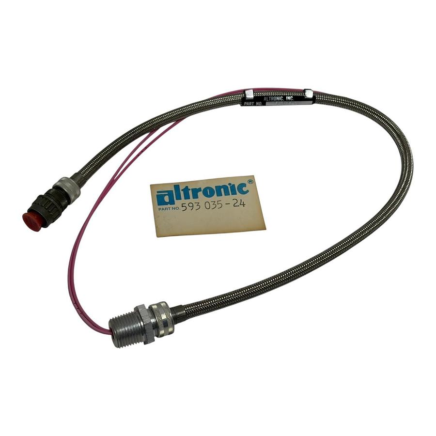Used Altronic 593 035-24 Magnetic Pickup Speed Sensor Braided Cable New Surplus