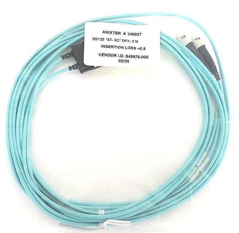 Used NIB ANIXTER 246837 FIBER OPTIC 50/125 ST-SC DPX-3M INSERTION LOSS 0.5, 949976-0