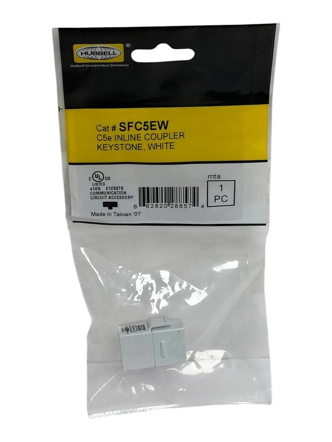 Used Hubbell SFC5EW Cat5e Inline Couplers Lot of 2 with RJ11 Phone Wall Plate