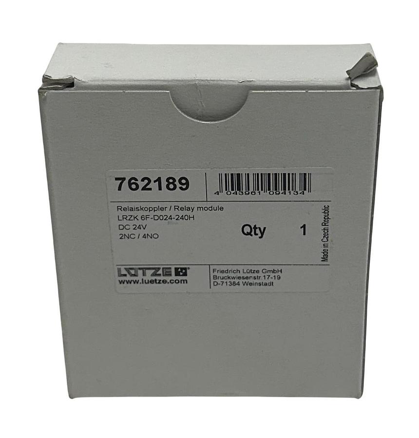 LUTZE / LUETZE LRZK 6F-D024-240H / 762189 RELAY MODULE 24VDC 2NC/2NO NSMP