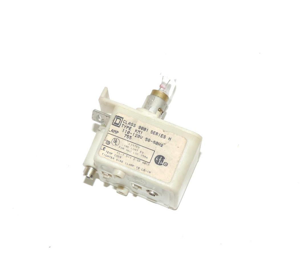 Used SQUARE D 9001-KM-1 PILOT LIGHT MODULE SERIES G, 110-120V, LAMP GE 755