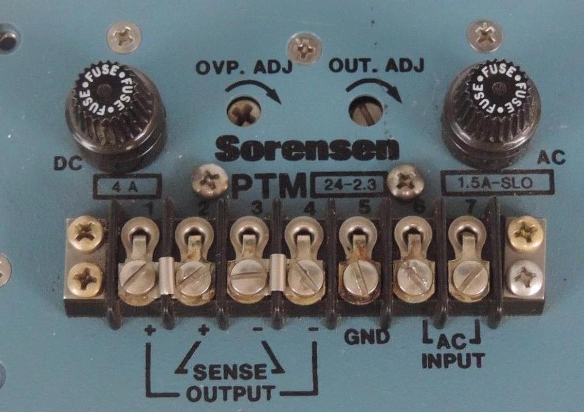 Used SORENSEN PTM 24-2.3 DC POWER SUPPLY 2.3AMP OUTPUT 105-125V