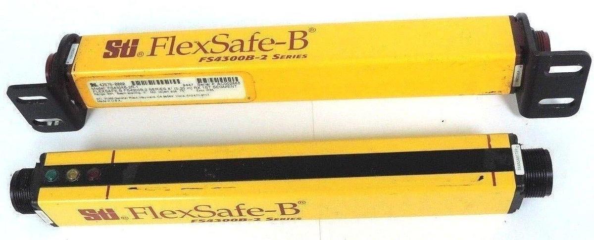 Used STI FLEXSAFE B FS4300B-2 SERIES, 8" LIGHT CURTAIN SET FS4308B-2R-1, FS4308B-2X-1