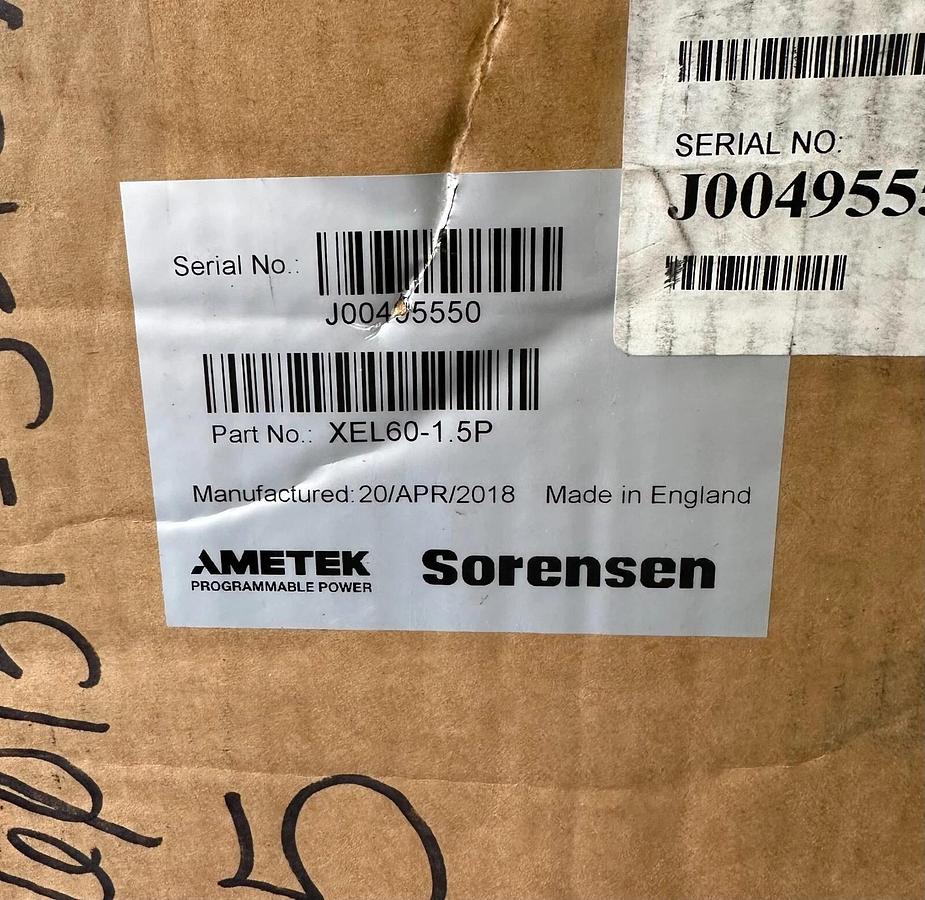 NEW AMETEK SORENSON XEL60-1.5P / XEL6015P DC LINEAR POWER SUPPLY 1.5A 60V XEL