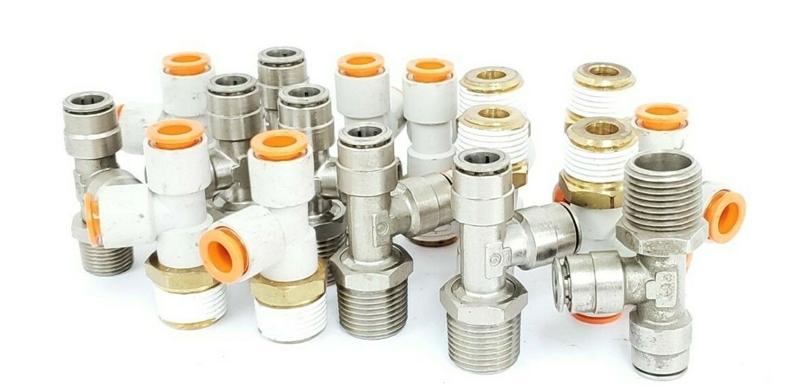 Used LOT OF 17 SMC SPORE TEE FITTINGS 3/8" X 3/8" X 7/8"