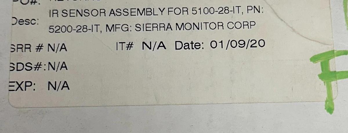 MSA SIERRA MONITOR SMC 5200-28-IT-SS | 520028ITSS SENTRY SENSOR IR COMBUST NSNP