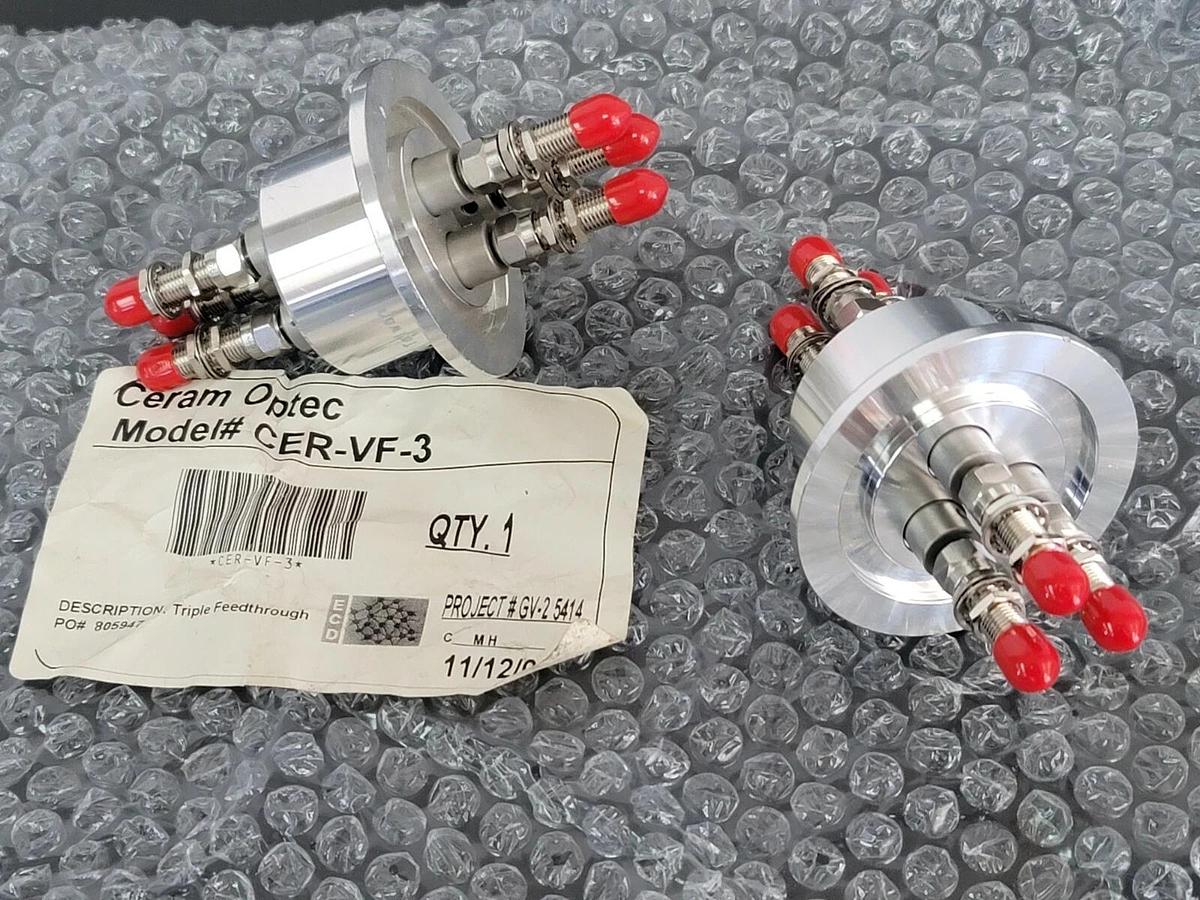 LOT OF 2 NEW CERAM OPTEC CER-VF-3 TRIPLE FEEDTHROUGH CERVF3